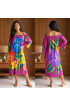 Hand Painted Rayon Off Shoulder Dress
